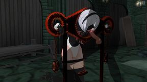 3D HENTAI 2B tied up and shoved cock in her mouth