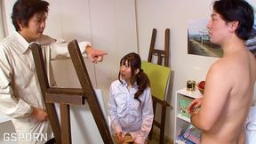 japanese art stubent teen fucked in her wet pussy by hard cock model