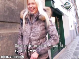 Platinum blond Czech cutie is picked up in the street and paid to screw