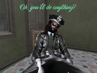 Second Life Ebony dude cop bangs Lalin girl woman