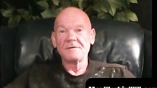 MenWorkinXXX.com - Old man lays back and pulls on his cock until it gets hard and thr