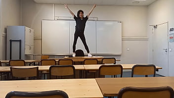 Twink student Jon Arteen goes to school to do a sexy dance before a striptease on the teacher&#039_s desk in a classroom, he starts by showing off his red boxer underwear