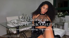 Smoking in Sexy Black Outfit