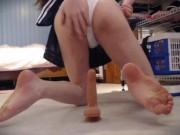 18y old femboy plays with dildo in first porn vid