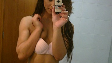 Sexy amateur tgirl Felipa Lins selfie video being sexy on the mirro with small camera
