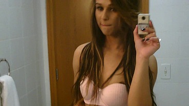 Sexy amateur tgirl Felipa Lins selfie video being sexy on the mirro with small camera