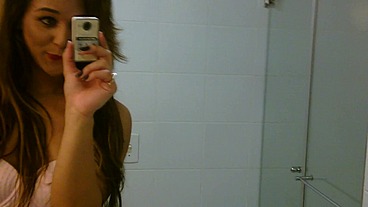 Sexy amateur tgirl Felipa Lins selfie video being sexy on the mirro with small camera