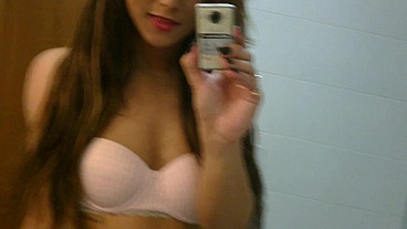 Sexy amateur tgirl Felipa Lins selfie video being sexy on the mirro with small camera