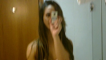 Sexy amateur tgirl Felipa Lins selfie video being sexy on the mirro with small camera