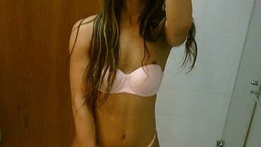 Sexy amateur tgirl Felipa Lins selfie video being sexy on the mirro with small camera
