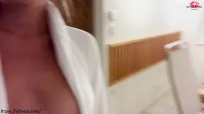 German MILF caught masturbating in sauna, wet pussy and dirty talk