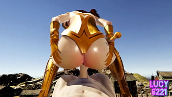 Superhero MILF gives blowjob and rides cock