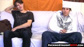FuckingStraightBoys.com - Horny MILF enjoys sucking two large fat dicks in FMM gangba