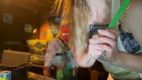 Sissy-slut Tina role-play outside in the garden