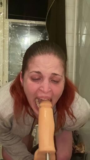 deepthroat and spit on face with fuck machine
