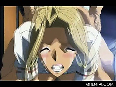 Hentai blonde hottie having anal sex in group cums hard