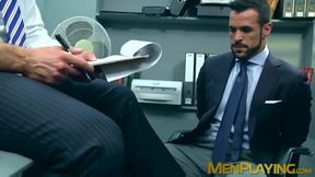 Suit and tie Denis Vega pounded doggystyle after deepthroat