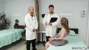 Teeny GF gets a gyno exam and a facial from hot doctors