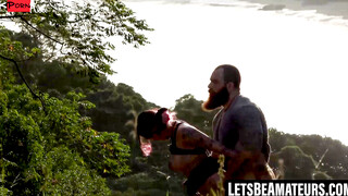 Public-Sex" or "Outdoor Public Sex Fetish - Couple Fucking in Nature with Creampie Finish