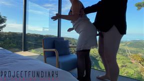 Chubby Secretary in A Silk Dress Has Sex with The Boss on Top of the World - Projectfundiary