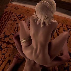 Sexy Blonde Elf Rides Cock on Top  3D Porn