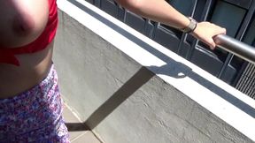 Public BJ & Fuck With Big-Tit Teen On Balcony Seen By Many