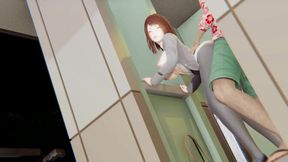 My Hero Academia Hentai - Uraraka gets naked in a public toilet with her