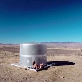 Big titted dykes are having a wonderful lesbian action including scissoring outdoors under the clear blue sky