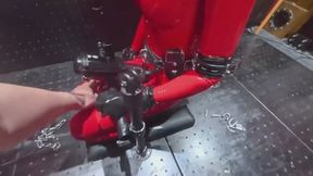 Mechanical deep throat, electric shock tortoise punishment