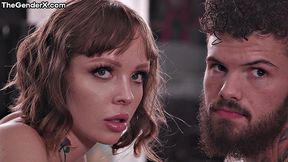 Hairy bae cockridin TS while cock sucking