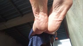 Wrinkled soles on mature woman's feet (7)