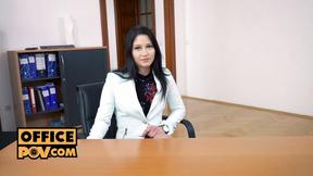 ”POV - Massage by Emily Brix leads to sexy office sex”