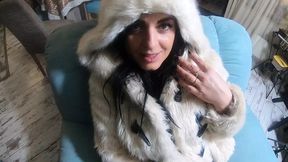 White fur coat and ugg boots face fuck 208