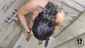 spy this nerdy girl shower with soap massage big boobs