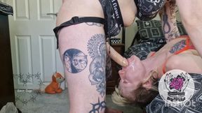 Mx River Uses My Throat - Over the Bed Strap-on Facefuck