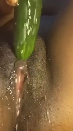 cucumber in my pussy and orgasm   Clip 1