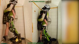 Workerboy and MX boy in the bathroom, toying with slime