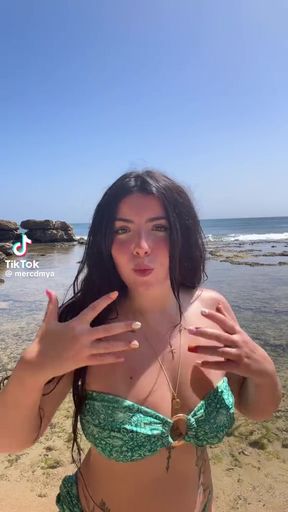 Adorable tiktok girl shows off her cute boobs