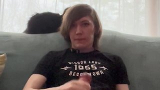 Femboy caught masturbating in living room