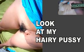 I had my first time, a video call with my compadre: I show him my hairy pussy so he can masturbate. How nice!