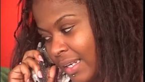 Ebony lesbian trio eat pussies and ride strapon indoors