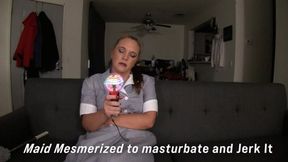 Maid Evangeline mesmerized to masturbate and jerk master off 04
