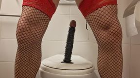 Deep 40 cm bbc toilet fuck by sissy slut
