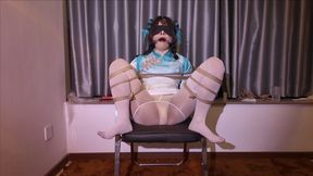 Cute Chinese Girl Locked in Punishment Box - Exposed Bottom, White Stockings, Hard Paddle Spanking & Vibrator Torment 23 Minutes