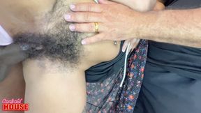 This Brunette with a Hairy Pussy Kissed Her Cuckolded Husband, Doing a Double Penetration with His Friends