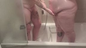 BBW in shower with partner