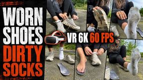 VR 3D 6K 180 60 fps | Pina’s Old Worn Sneakers, Dirty Socks & Footprint Insoles – Bare Feet, Toes & Soles