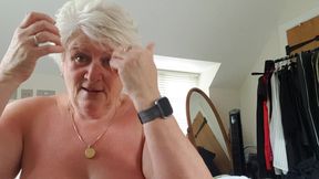 Pink girdle, no knickers, didlo play, creamy cum.