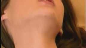 Slender brunette slut with flat tits sucks on a cock then takes it deep