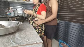 In the kitchen, the brother-in-law caught the sister-in-law from behind while using the mobile, then hard in the bedroom.